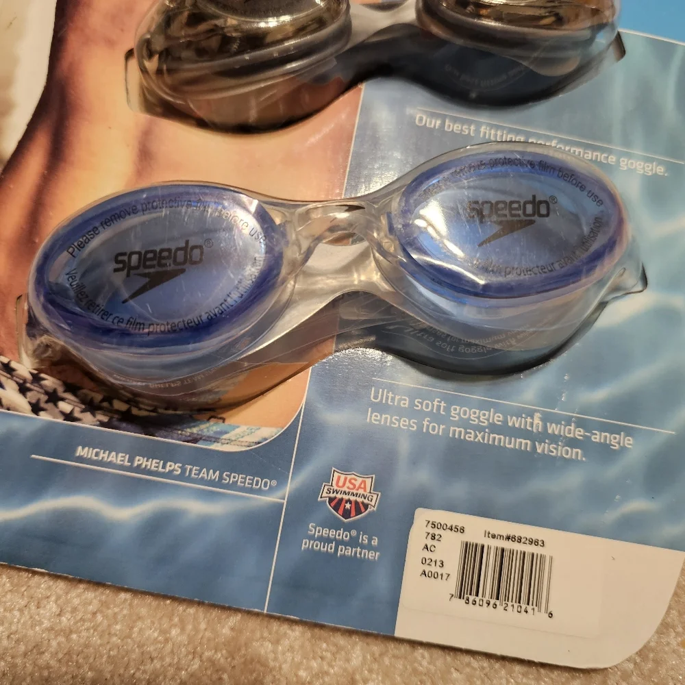 Speedo Adult Swim Goggle Set Blue, Red, Black